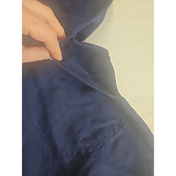 Tommy Bahama Women's Navy Linen St Lucia Boyfriend Shirt Size Small Roll Tab Raw - Picture 9 of 12